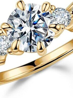 Round 5-Stone Moissanite Ring, 1.2ct D Color VVS1 Clarity Lab Created - Gold